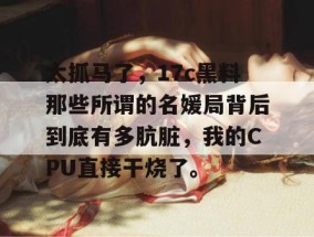 太抓马了，17c黑料那些所谓的名媛局背后到底有多肮脏，我的CPU直接干烧了。